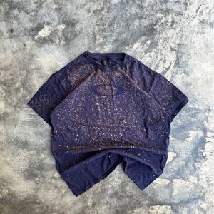 CUSTOM bleached Gildan Navy and Tan Speckled T-Shirt